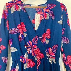 Long Sleeve Romper - Navy & Pink - Women’s XS